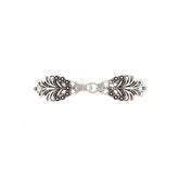 Vestsluiting pluim zilver met haak en oog 75x20mm Vestsluiting PLUIM - ZILVER